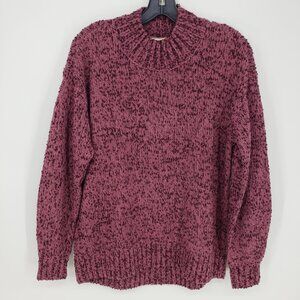 LOFT Mock Neck Pullover Sweater M Women's Marled Maroon Red Mauve